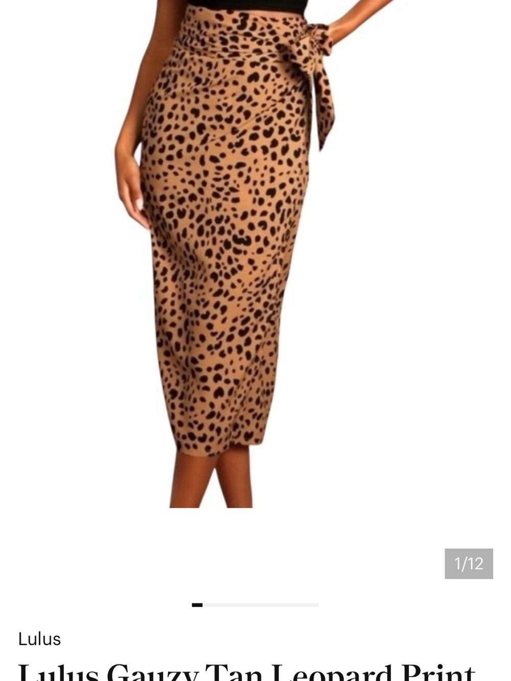 Lulu's Tan and Black Leopard-Print Midi Skirt with Side Tie